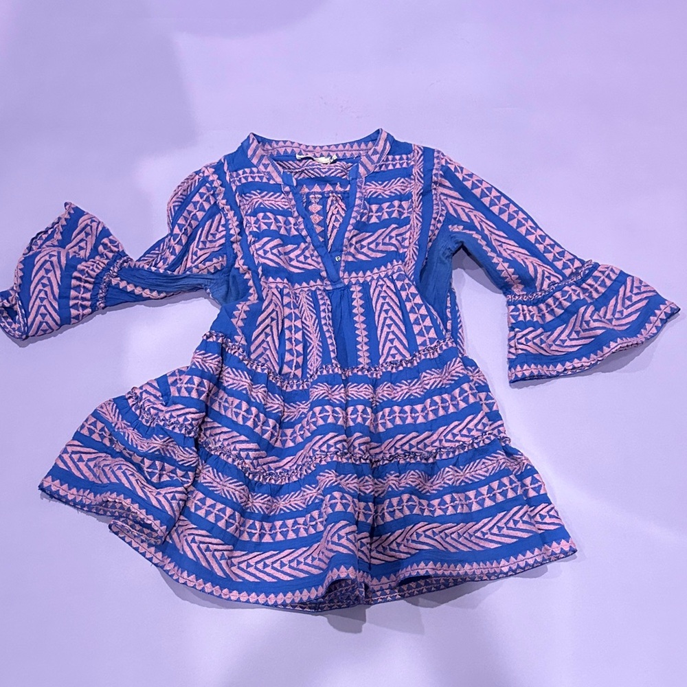 Blue and Pink Patterned Dress from anthropology